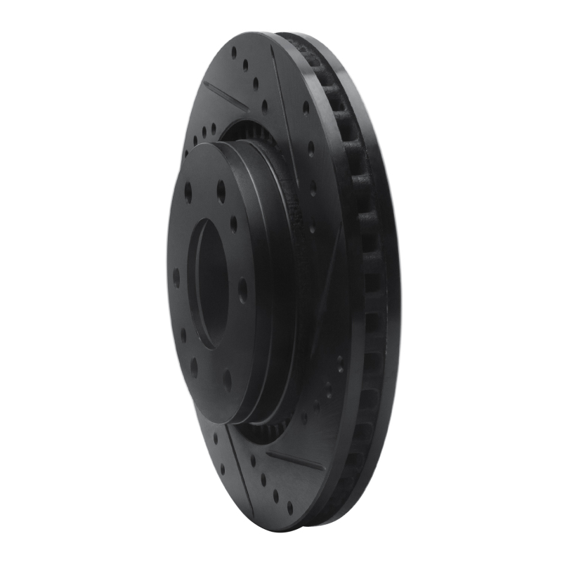 Buick Rainier Brake Rotor (1) - Front Right - R1 Concepts - Drilled & Slotted - Black - `06-`09